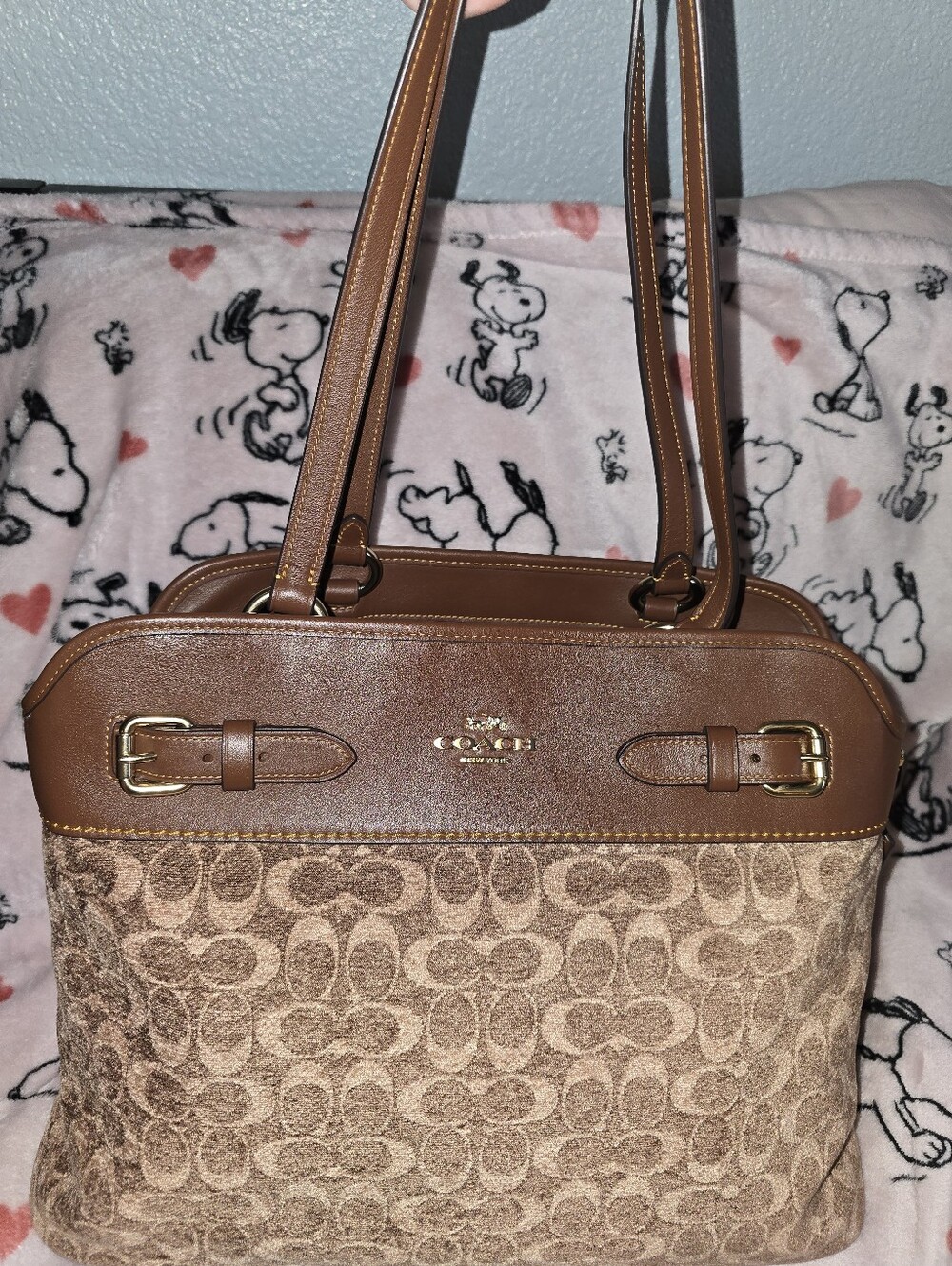 Coach Easton tote bag in light khaki chenille like new